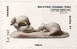  Série asiatique les animaux dans l'art, Rats et l'oeuf, porcelaine, oeuvre de Peters, Musée Adrien Dubouché, Limoges 