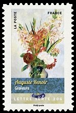  Bouquet de fleurs, Glaïeuls, tableau d'Auguste Renoir 