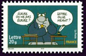  Le chat du dessinateur Philippe Geluck « Écrire ou ne pas écrire ? Lettre ou le néant ? » 