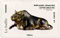  Série asiatique les animaux dans l'art, Buffle couché, bronze doré, Musée Guimet, Paris 