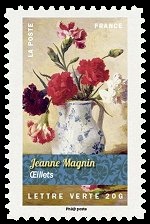  Bouquet de fleurs, Œillets, tableau de Jeanne Magnin 