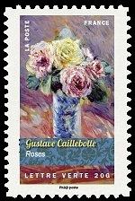  Bouquet de fleurs, Roses, tableau de Gustave Caillebotte 