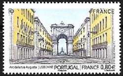  Emission commune France Portugal ( rue Augusta et arc de de triomphe à Lisbonne au Portugal ) 