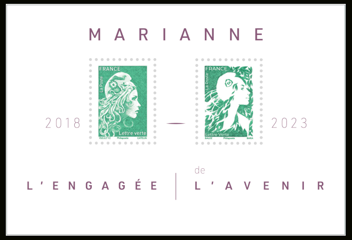  Bloc Lettre vert Marianne l'engagée et Marianne de l'avenir 