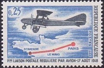  17 août 1918, première liaison postale régulière par avion (Paris - le Mans - Saint-Nazaire) 