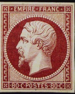  Napoléon III 80 c - EMPIRE FRANC non dentelé 