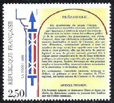  Bicentenaire de la déclaration des droits de l'homme et du citoyen - Préambule et article 1 