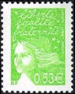  Marianne de Luquet 0,53 € vert-jaune 