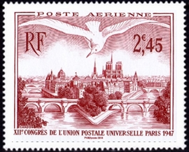  Vue de Paris ( Timbre N° 20 de 1949 ) 