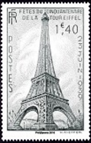  Cinquentenaire de la Tour Eiffel ( timbre N° 429 de 1939 ) 