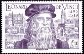  Léonard de Vinci 1452-1519 ( timbre N° 929 de 1952 ) 