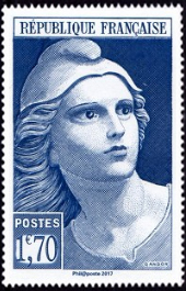  Marianne de Gandon ( timbre N° 731 de 1945 ) 