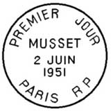 Oblitération 1er jour à Paris le 2 juin 1951