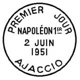 Oblitération 1er jour à Ajaccio le 2 juin 1951