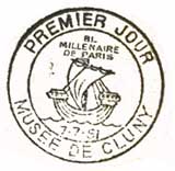 Oblitération 1er jour à Paris au musée de Cluny le 7 juillet 1951