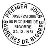 Oblitération 1er jour à Bagnère-de-Bigorre le 22 décembre 1951