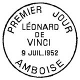 Oblitération 1er jour à  Amboise le 9 juillet 1952