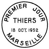 Oblitération 1er jour à Marseille le 18 octobre 1952