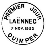 Oblitération 1er jour à Quimper Salon Philatélique d'Automne le 7 novembre 1952