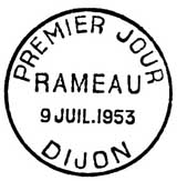 Oblitération 1er jour à Dijon le 9 juillet 1953