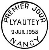 Oblitération 1er jour à Nancy le 9 juillet 1953