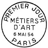 Oblitération 1er jour à Paris le 6 mai 1954