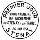 Oblitération 1er jour à Stenay le 26 juin 1954