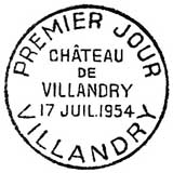 Oblitération 1er jour à Villendry le 17 juillet 1954