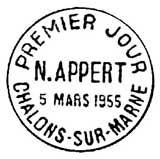 Oblitération 1er jour à Chalon-sur-Marne le 5 mars 1955