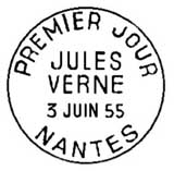 Oblitération 1er jour à  Paris, Nantes, Amiens le 3 juin 1955
