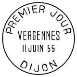 Oblitération 1er jour à Dijon le 11 juin 1955