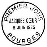 Oblitération 1er jour à Bourges le 18 juin 1955