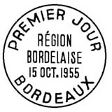 Oblitération 1er jour à Bordeaux le 15 octobre 1955