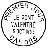 Oblitération 1er jour à  Cahors le 15 octobre 1955