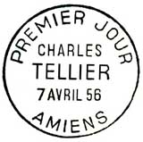 Oblitération 1er jour à Amiens le 7 avril 1956