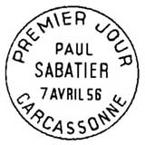 Oblitération 1er jour à Carcasonne le 7 avril 1956