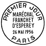 Oblitération 1er jour à Paris le 26 mai 1956