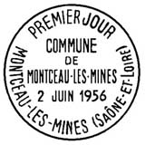 Oblitération 1er jour à Montceau-les-Mines le 2 juin 1956