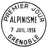 Oblitération 1er jour à Grenoble le 7 juillet 1956