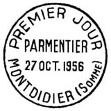 Oblitération 1er jour à Montdidier le 27 octobre 1956