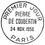 Oblitération 1er jour à Paris le 24 novembre 1956