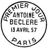 Oblitération 1er jour à Paris le 13 avril 1957