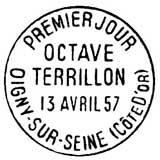 Oblitération 1er jour à Oigny-sur-Seine le 13 avril 1957