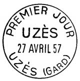 Oblitération 1er jour à Uzès le 27 avril 1957