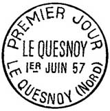 Oblitération 1er jour à Le Quesnoy le 1 juin 1957