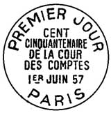 Oblitération 1er jour à Paris le 1 juin 1957
