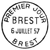 Oblitération 1er jour à Brest le 6 juillet 1957