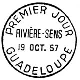 Oblitération 1er jour à  Basse-terre et Pointe-à -Pitre (Guadeloupe) le 19 octobre 1957