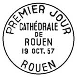 Oblitération 1er jour à  Rouen le 19 octobre 1957