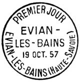 Oblitération 1er jour à Evian le 19 octobre 1957